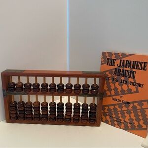 Vintage Japanese Abacus With Instruction Manual 63 Beads